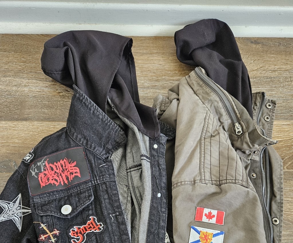 Jackets that have patches and hoods added.